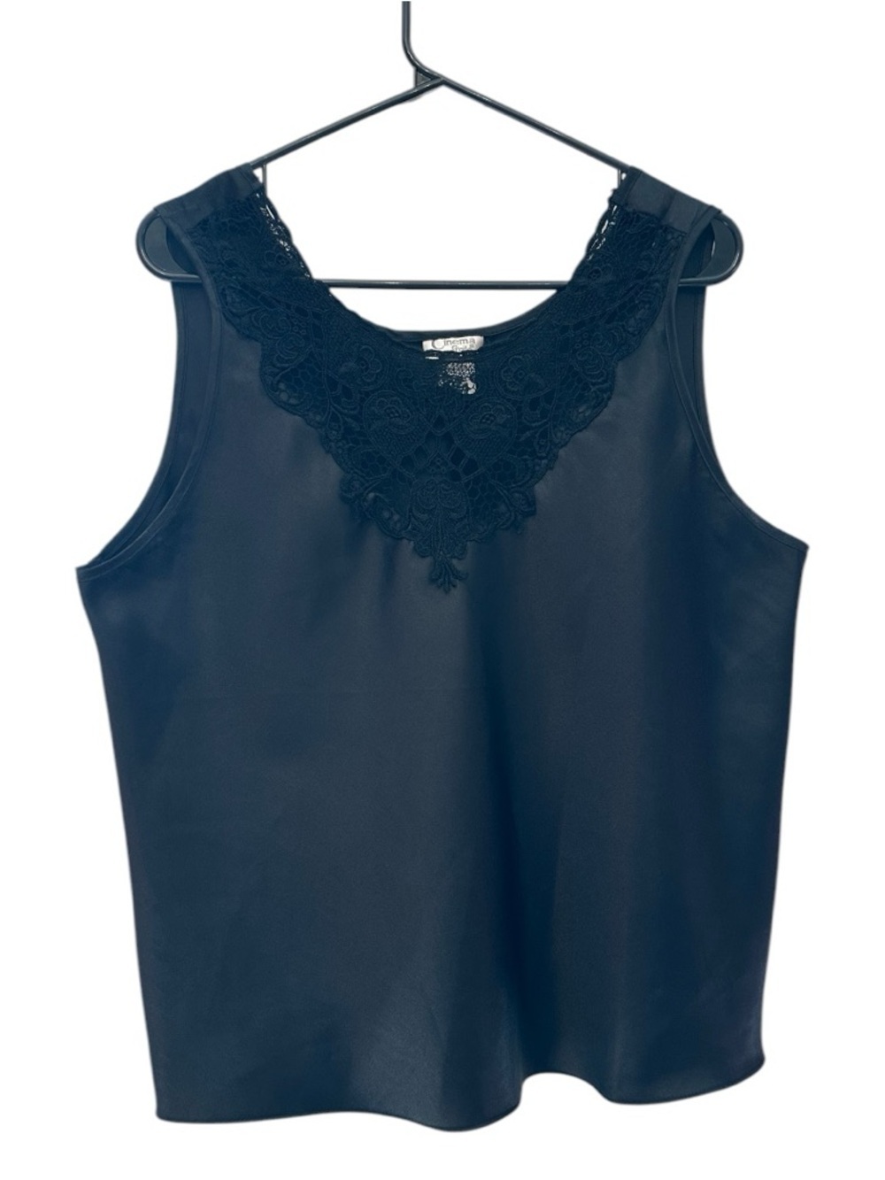 Vintage Y2K Era Cinema Etoile Black Lace Trim Camisole Size 1X